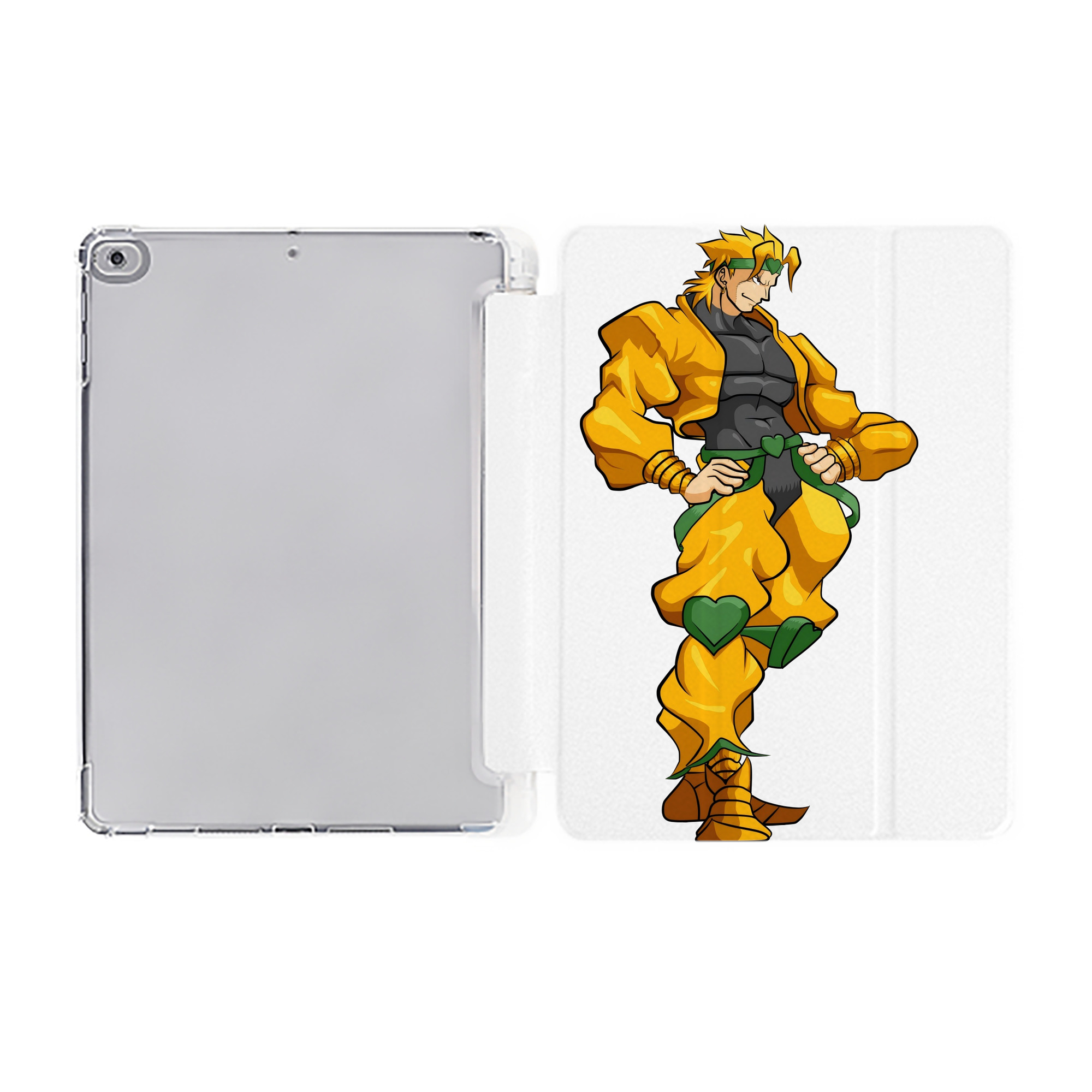 （画像用） ジョジョの奇妙な冒険 ディオ?ブランドー JoJo's Bizarre Adventure Dio Brando IPad ケース ペン収納付き 三つ折りスタンド PUレザー×シリコン 対応機種9.5/10.5/10.9インチ